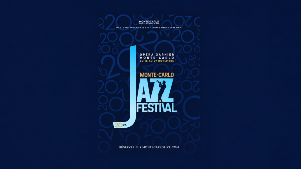 Bannière du Monte-Carlo Jazz Festival 2026 à l’Opéra Garnier