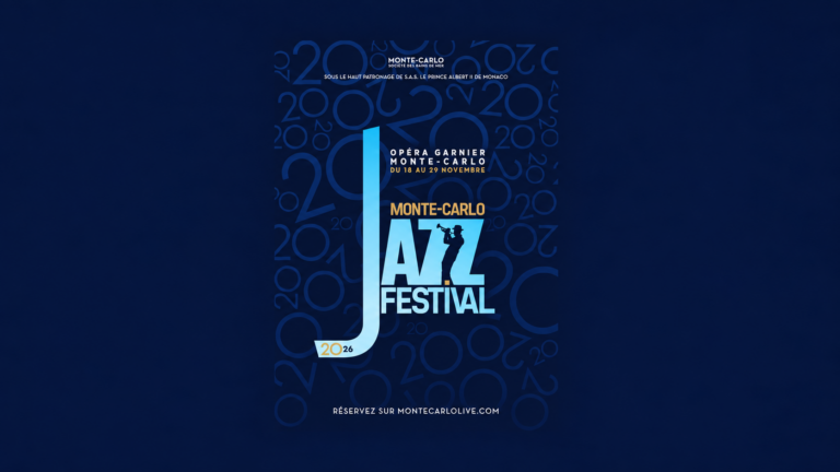 Bannière du Monte-Carlo Jazz Festival 2026 à l’Opéra Garnier