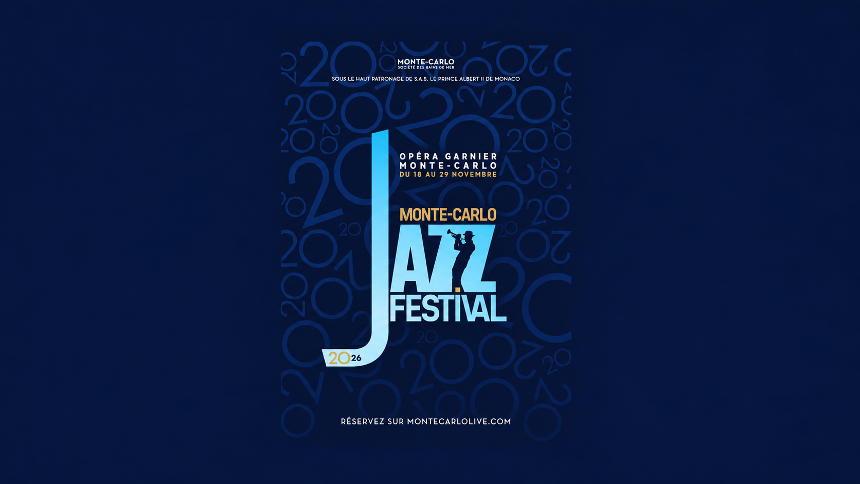 Bannière du Monte-Carlo Jazz Festival 2026 à l’Opéra Garnier